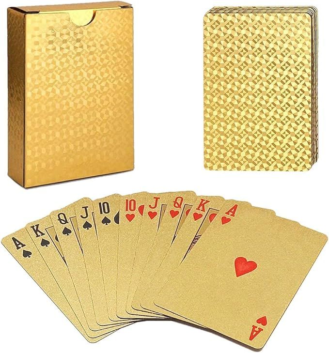 ACELION Waterproof Playing Cards, Plastic Playing Cards, Deck of Cards (Gold Diamond Cards) | Amazon (US)