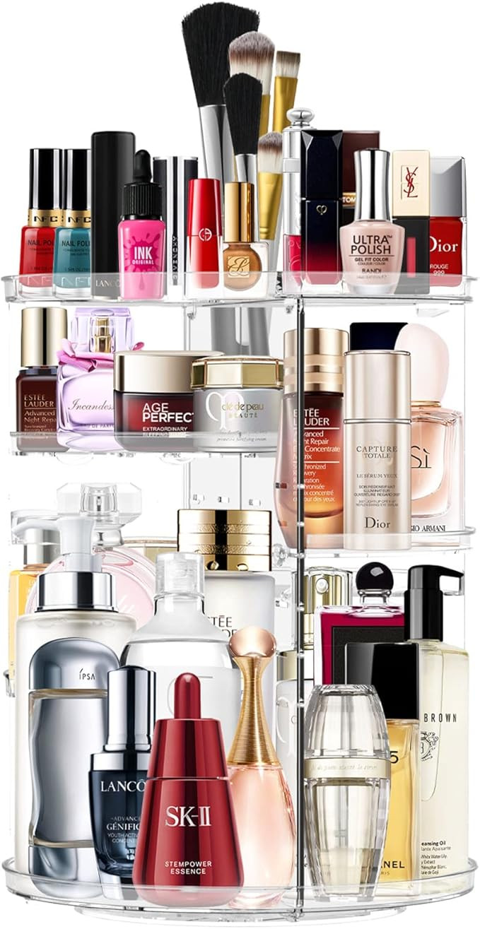 Amazon.com: Makeup Organizer 360 Rotating Cosmetic Organizer DIY Adjustable Makeup Carousel Spinn... | Amazon (US)