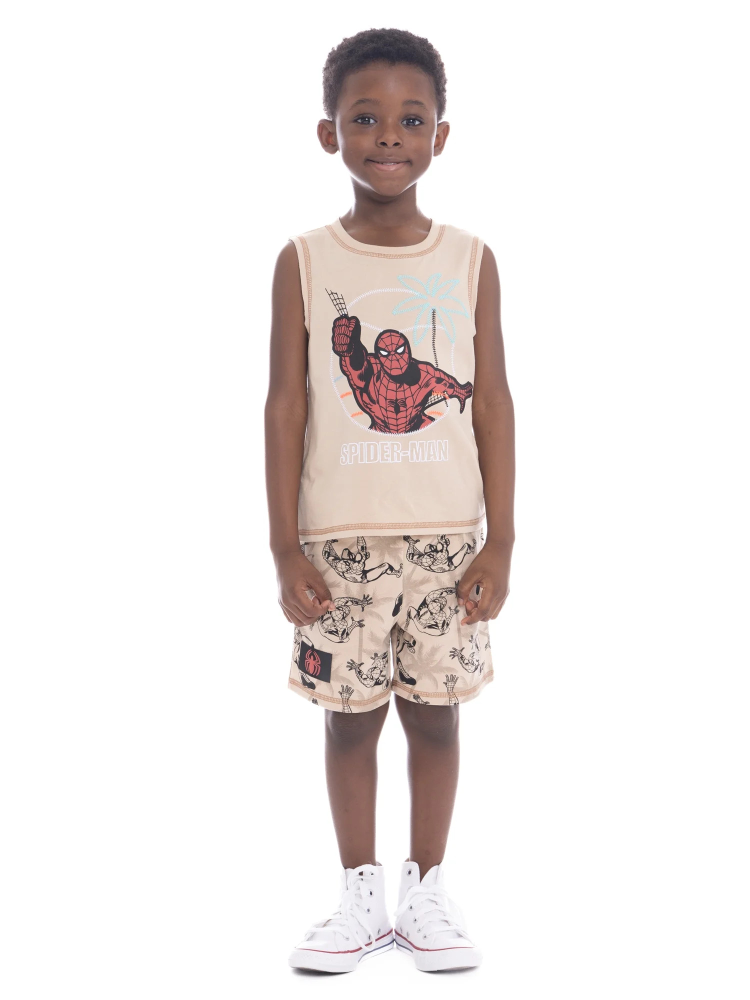 Spider Man Toddler Boys Graphic Print Tank Top and Shorts Set, 2-Piece, Sizes 12M-5T | Walmart (US)