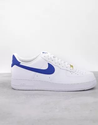 Nike Air Force 1 '07 trainers in white/game royal | ASOS (Global)