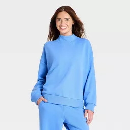 Women's Mockneck Active Pullover - JoyLab\u2122 Blue M | Target