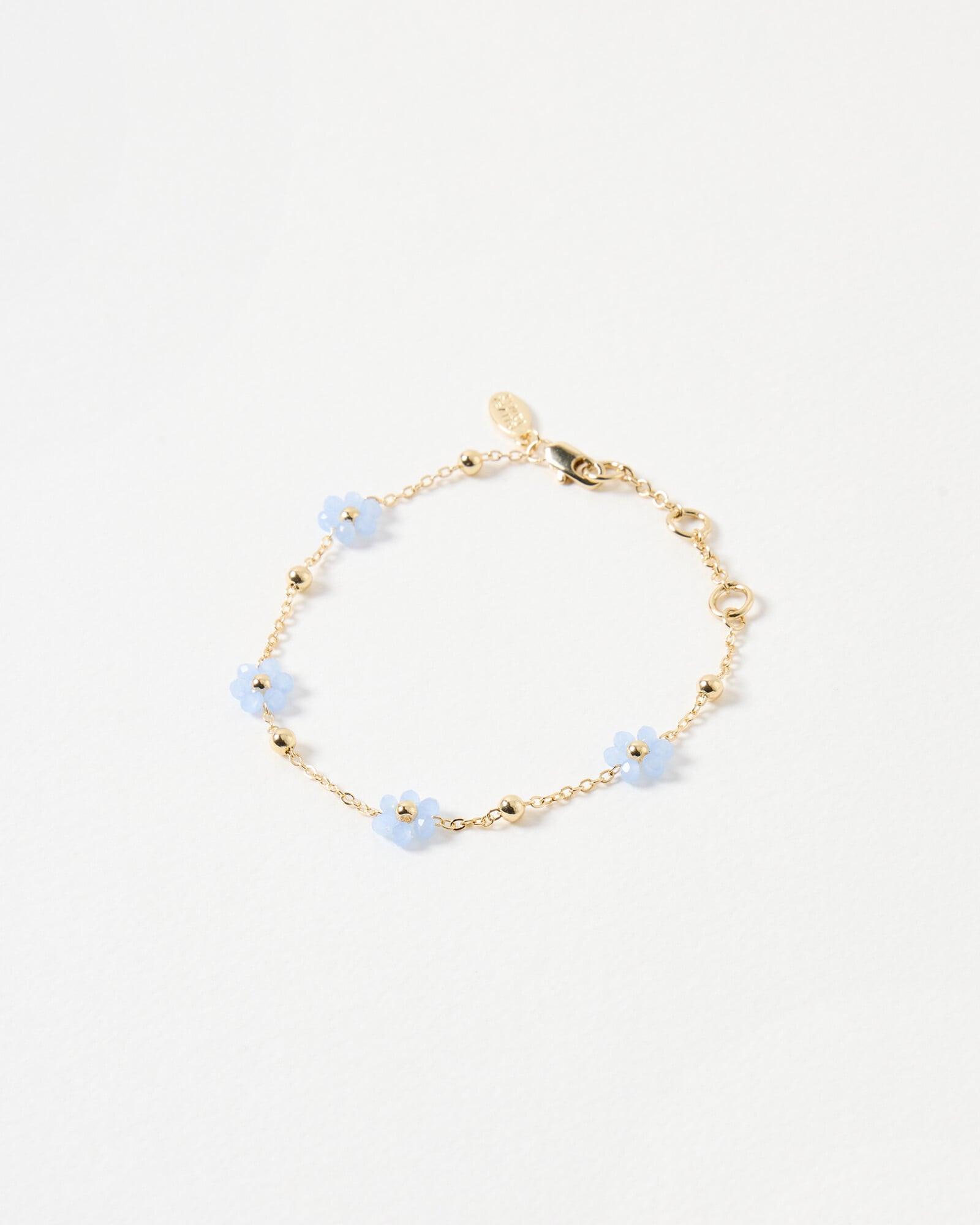 Rosaria Blue Beaded Flower Chain Bracelet | Oliver Bonas (Global)