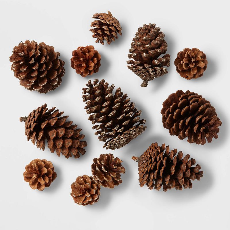 12ct Pinecone Decorative Filler Natural/Glitter - Wondershop™ | Target