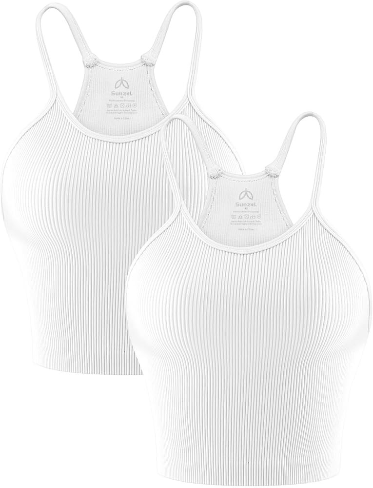 Sunzel Free to Be Tank, Crop Ribbed Tank Tops Seamless Racerback Camisoles No pad Camis Cropped S... | Amazon (US)