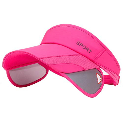 Summer Sun Visor Hat - Women Adjustable Golf Cap with Retractable Brim, UV Protection Beach/Tennis Sport Hat (Rose red) | Amazon (US)