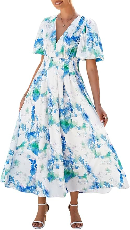 Women's Floral Maxi Dress Summer Fall Wedding Guest Dress | Amazon (US)