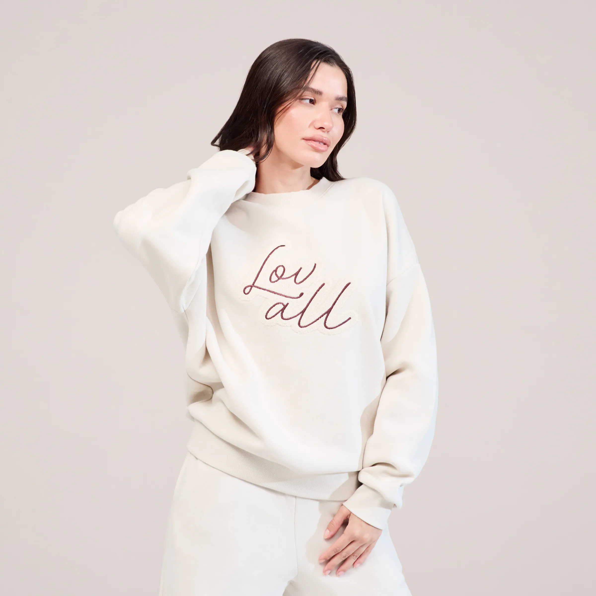 Organic Oversized Sweatshirt Lovall Script | Ecru | LOVALL