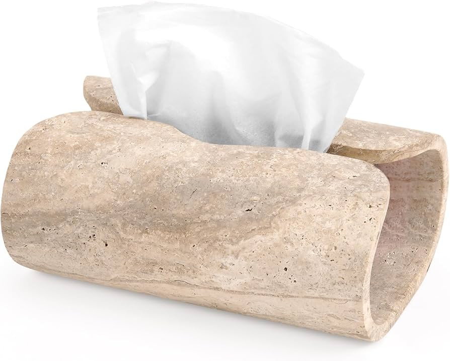 Marble Tissue Box Cover 7.5 Inch Handmade Travertine Tissue Box Holder Rectangle for Modern Bathr... | Amazon (US)
