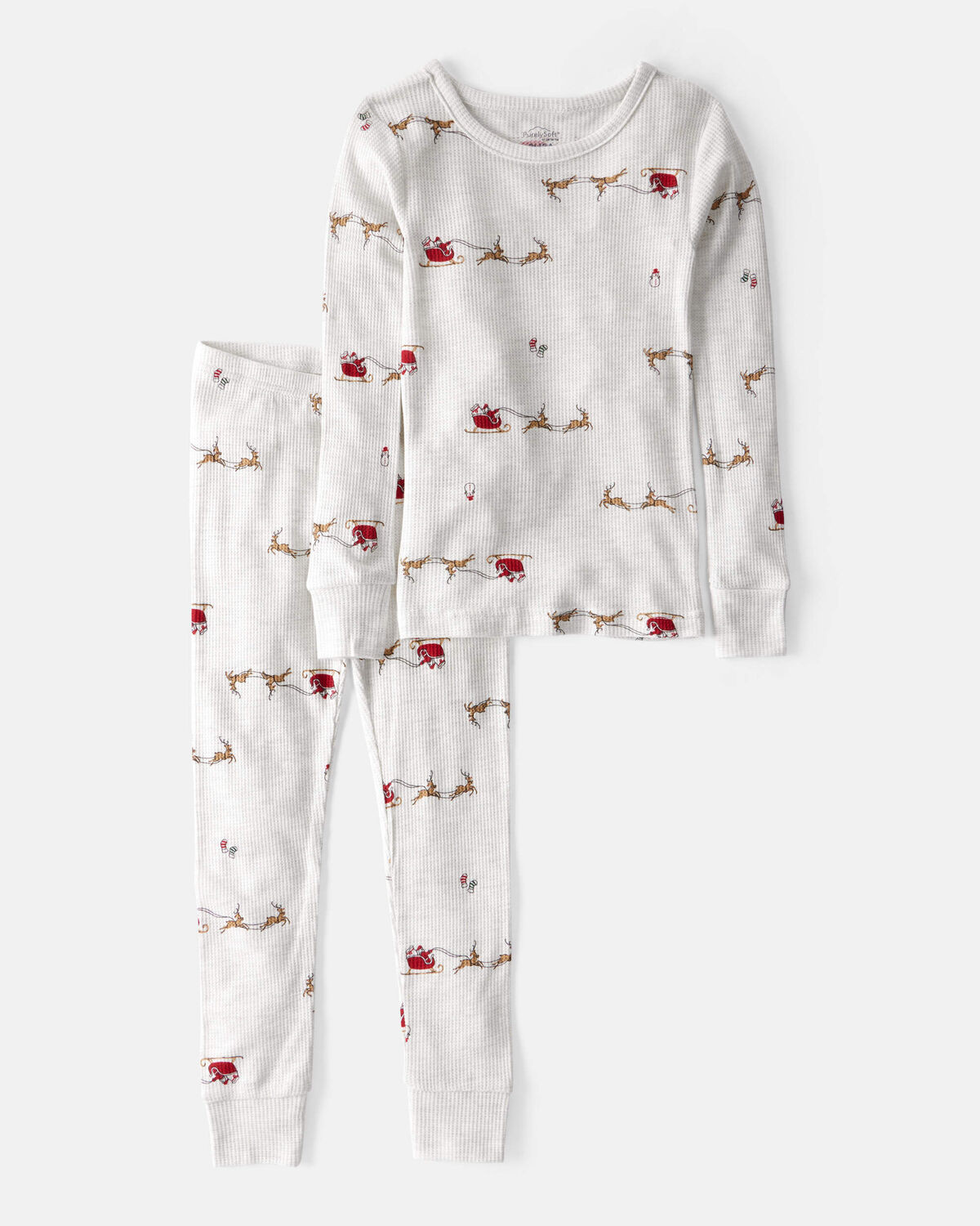 Kid Santa Sleigh PurelySoft Long-Sleeve 2-Piece Pajamas - Grey | Carter's Inc