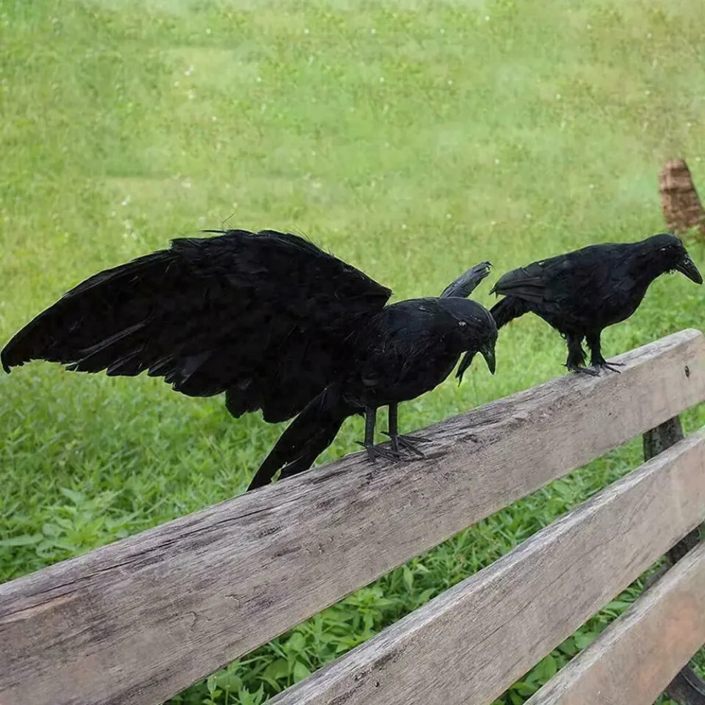 2pcs/set Halloween Black Crow Prop Fake Bird Raven Feathered Spooky Party Home Decor Style A+b | Wayfair North America