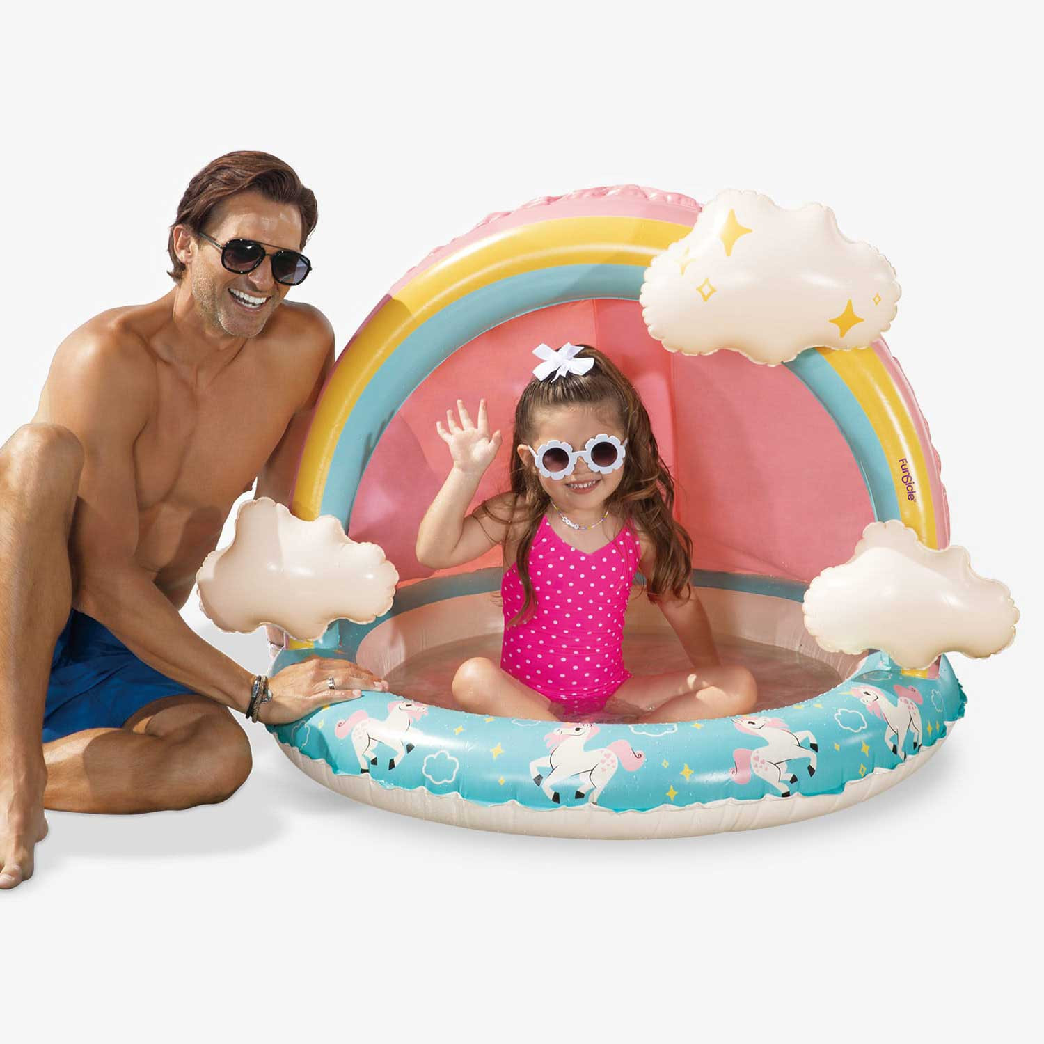 Funsicle Rainbow Magic Shaded Inflatable Kids Splash Pool 46-in x 40-in x 32-in | K90736000 | Lowe's