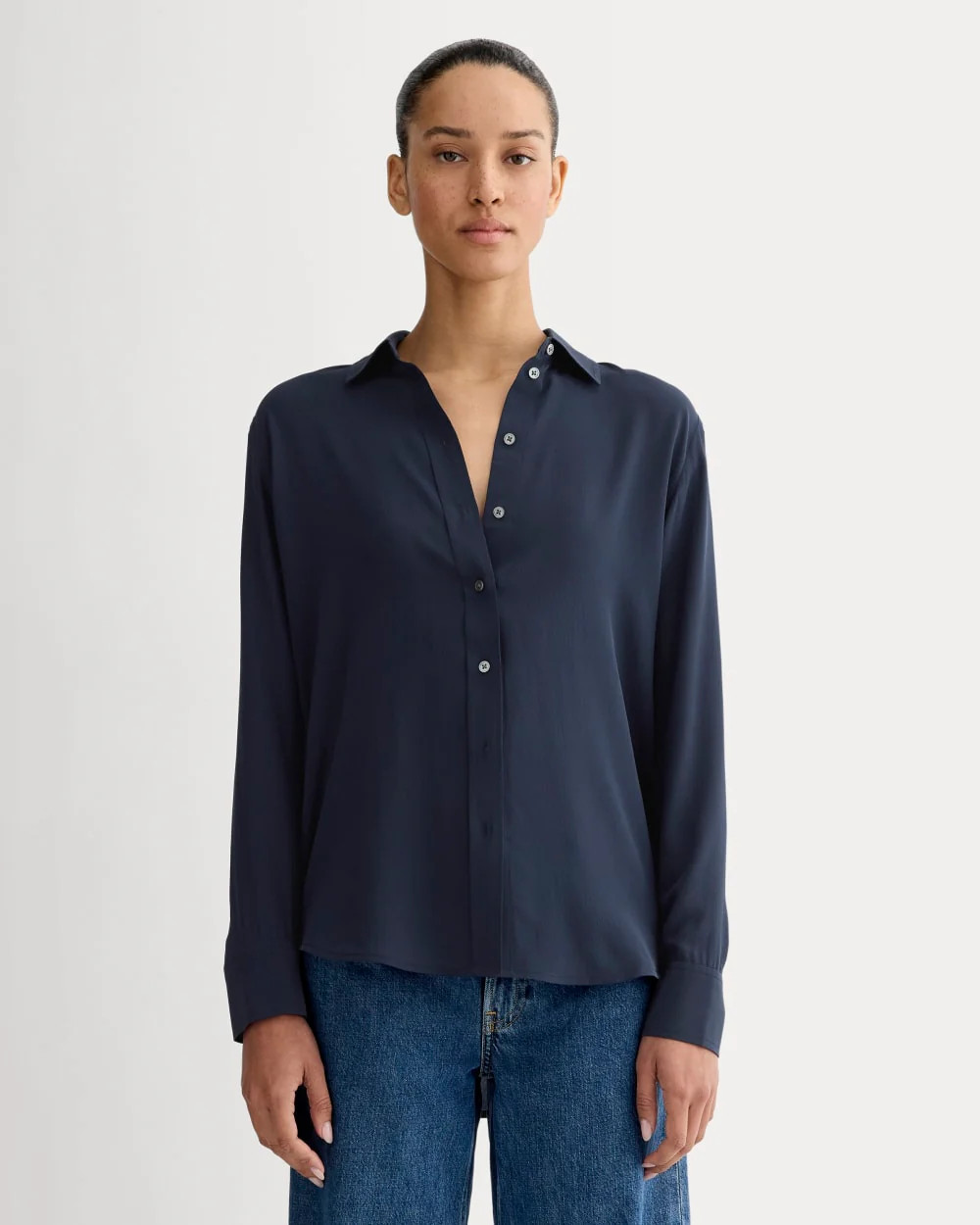 The Must-Have Shirt in Washable Silk | Navy | Everlane