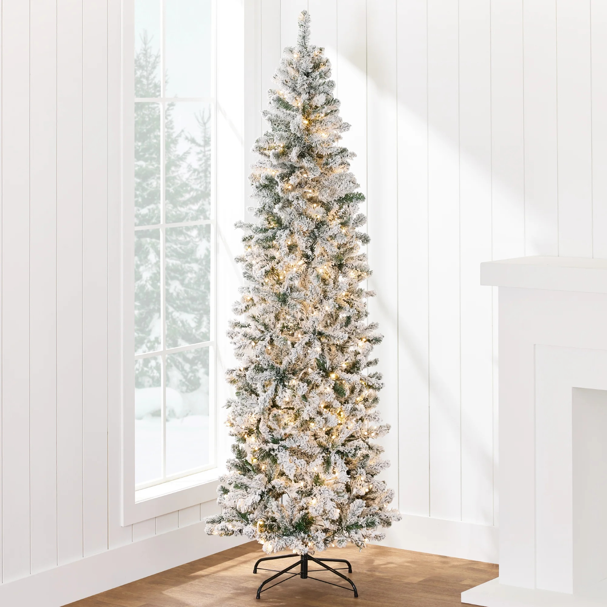Best Choice Products 4.5ft Pre-Lit Artificial Snow Flocked Pencil Christmas Tree Holiday Decorati... | Walmart (US)