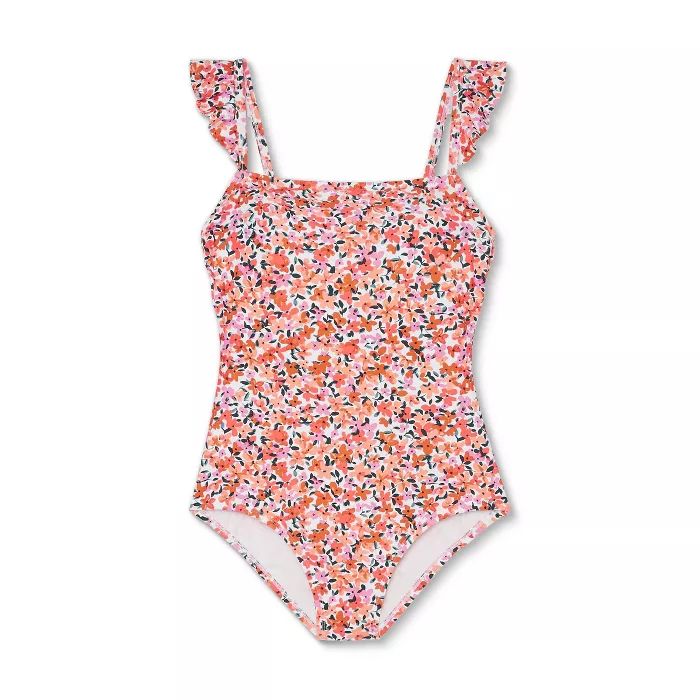 Women's Ruffle Strap Straight Neck Modern One Piece Swimsuit - Kona Sol™ Multi | Target