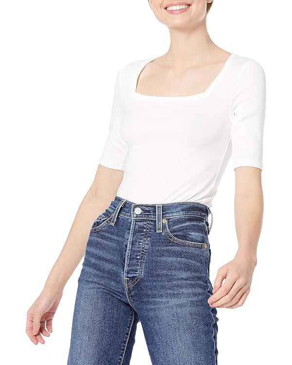 Amazon Essentials Women's Slim-Fit Half Sleeve Square Neck T-Shirt | Amazon (US)