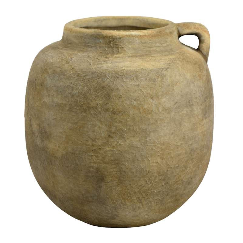 Brown Stoneware Vase with Handles, 7.3" | At Home