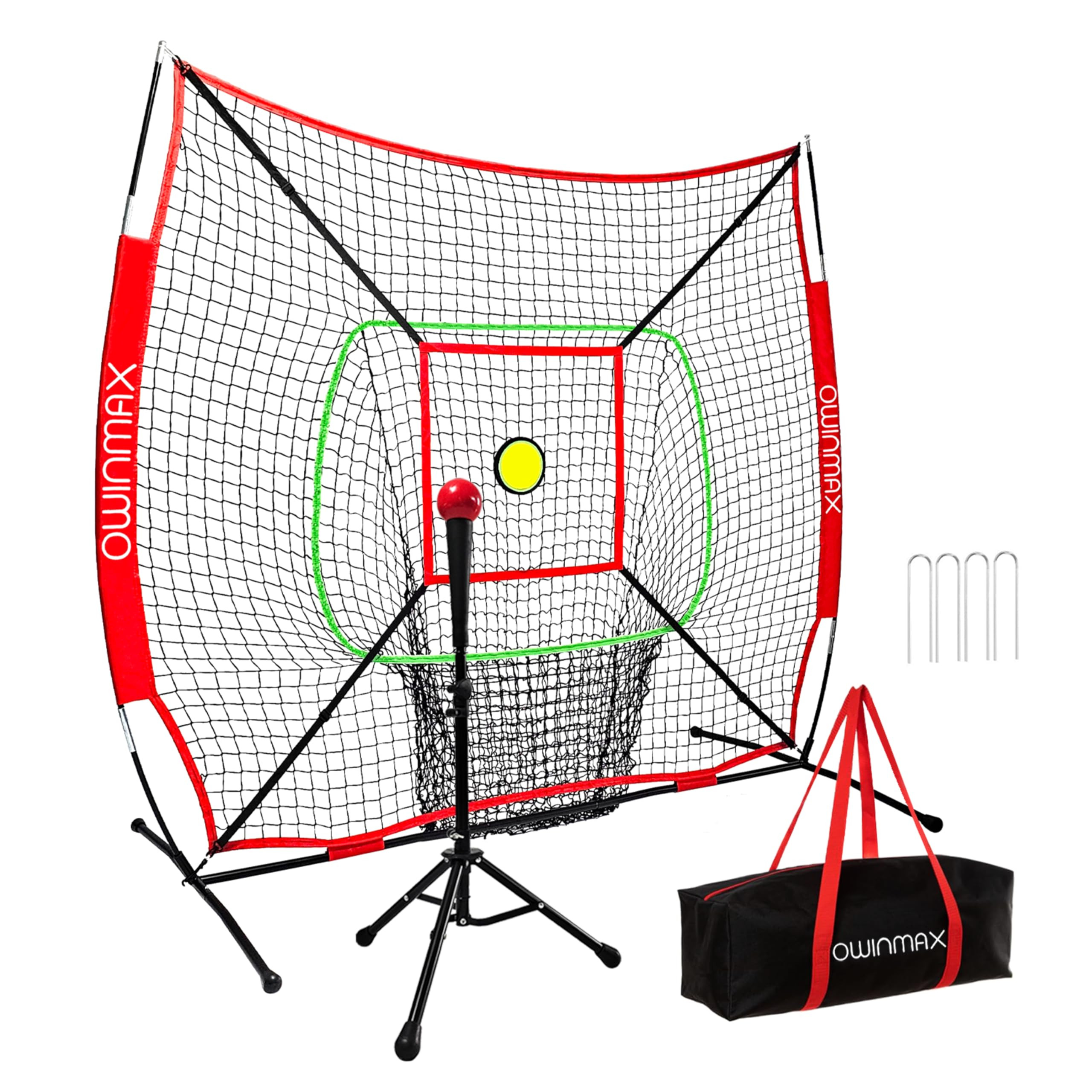 6x6FT Baseball Net, Baseball & Softball Training net with Batting Tee, Strike Zone & Circular Tar... | Amazon (US)