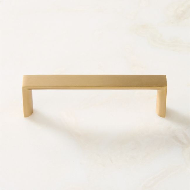 Damon brushed brass cabinet handle, 4 inch