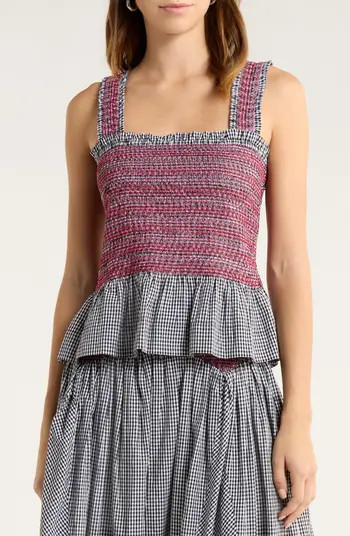 Ami Smocked Organic Cotton Peplum Camisole | Nordstrom