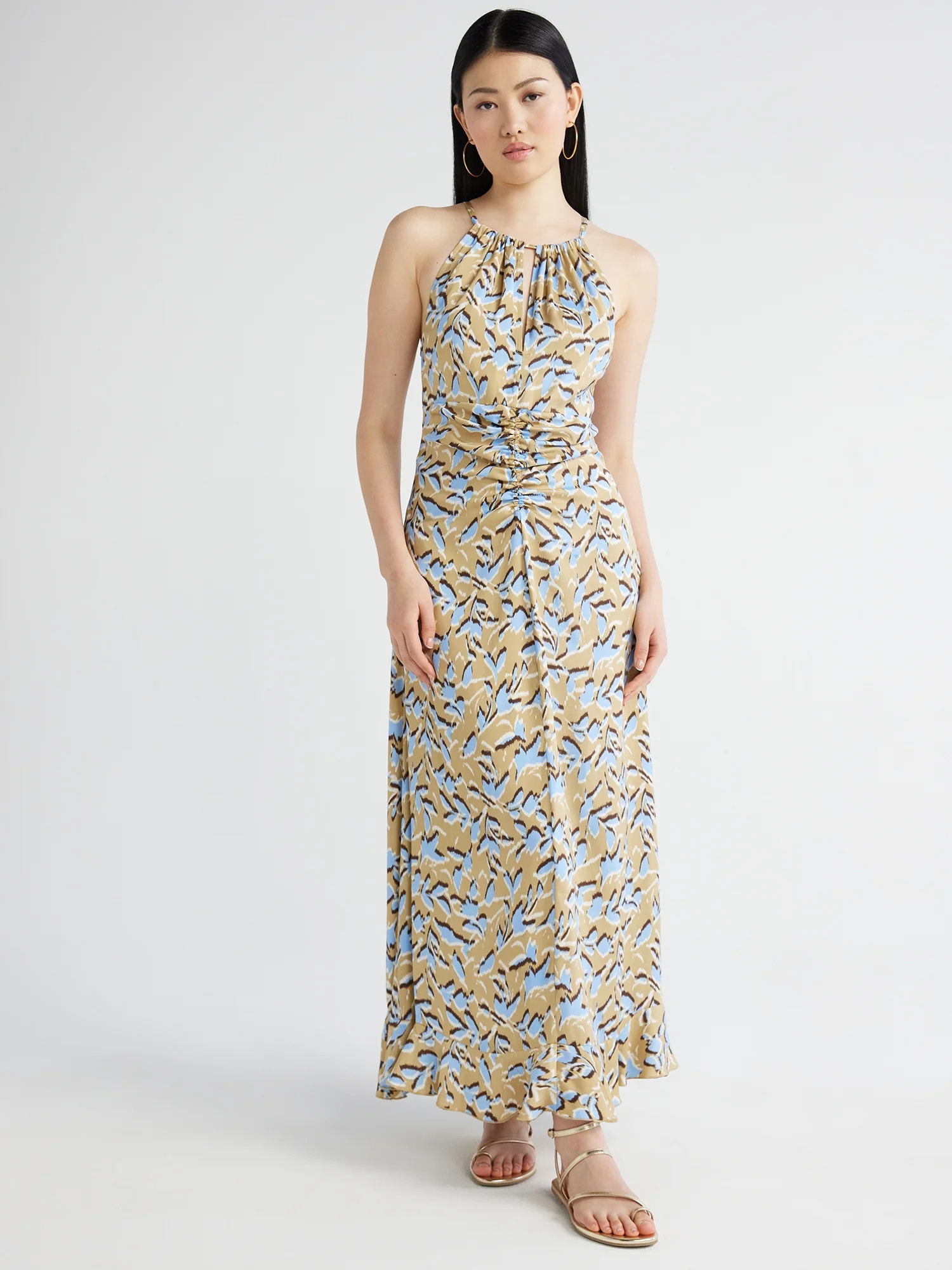 Scoop Women's Ruched Halter Dress, Sizes XS-XXL | Walmart (US)