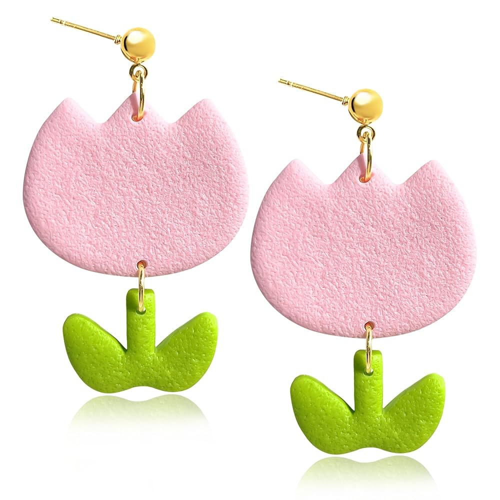 Cute Tulip Flower Earrings Dangle Funky Earrings For Women Girls Dangling Spring Earrings Unique ... | Amazon (US)