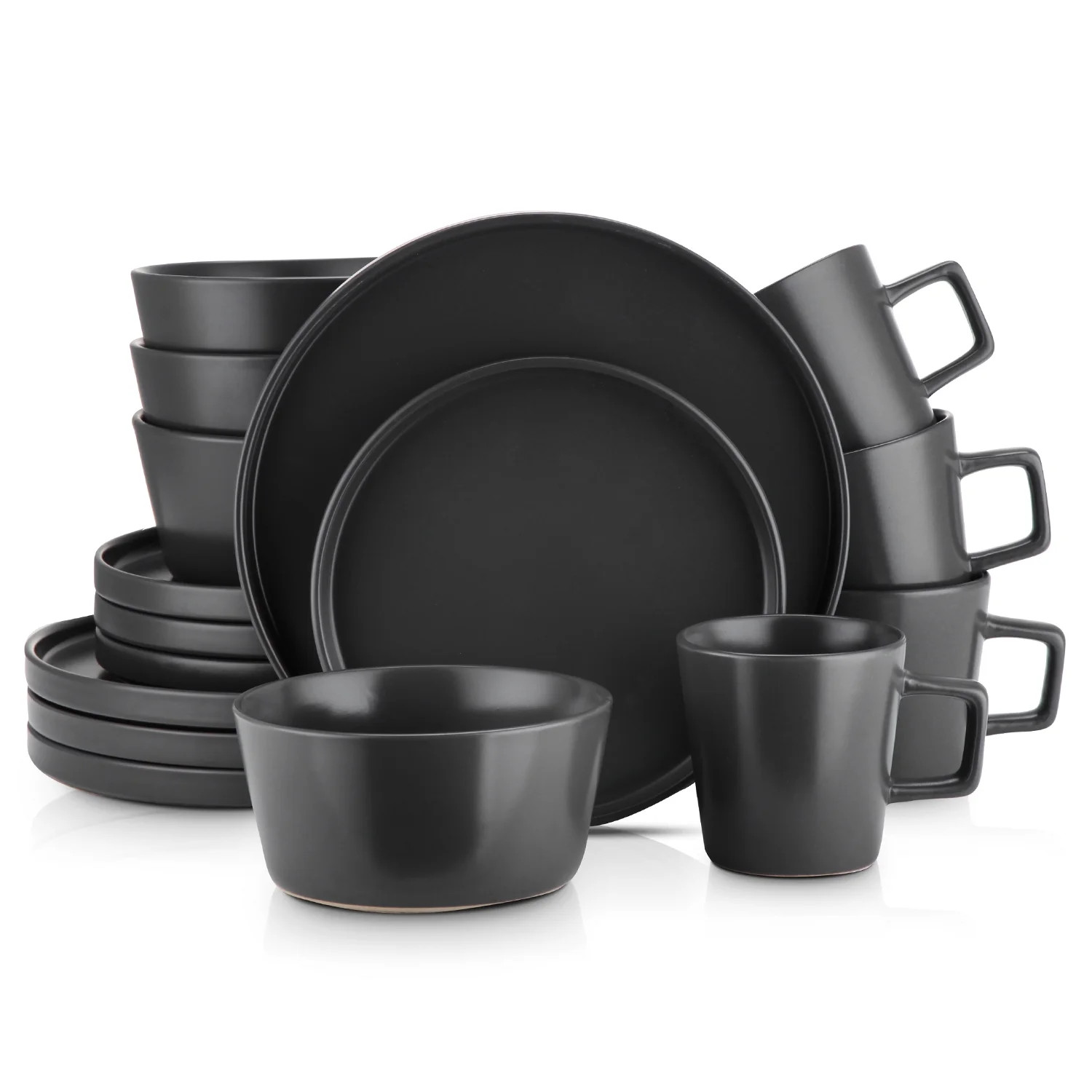 Stone Lain Celina 32-Piece Dinnerware Set Stoneware, Black - Walmart.com | Walmart (US)