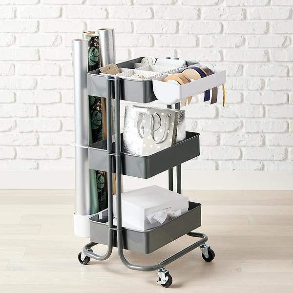 The Container Store 3-Tier Cart Gift Wrap Organizer | The Container Store