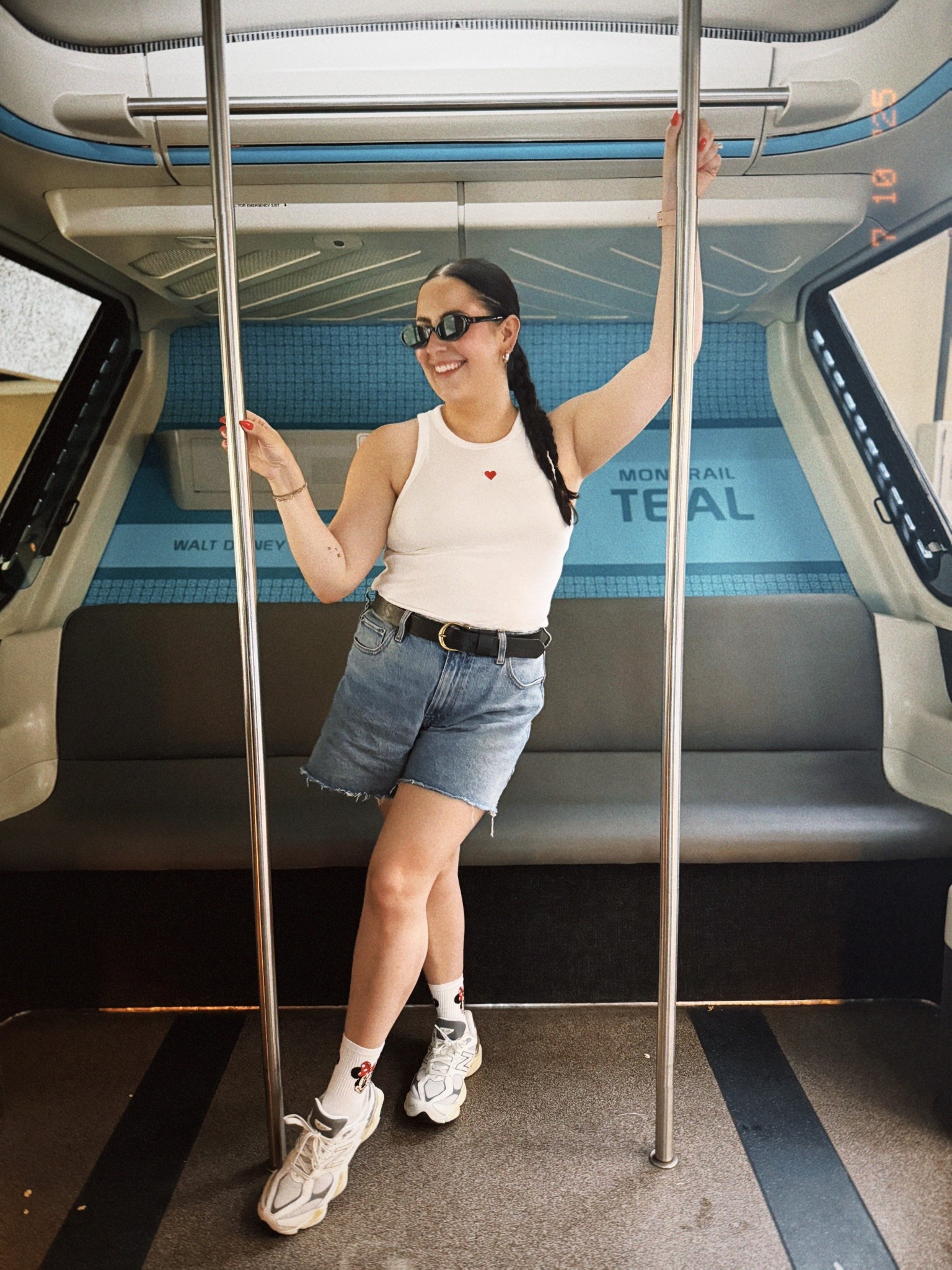 Sale alert: Longer inseam shorts are perfect for busy days, no riding up. $52 after discount. 

Embroidered tank top, black belt, oval sunnies and Mickey Mouse socks make cute additions for theme park days. 

Sneaker tip: check equivalent grade school sizes for cheaper options 

#LTKTravel #LTKStyleTip #LTKSaleAlert