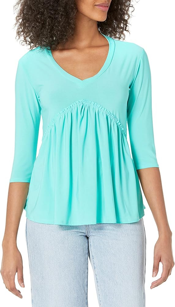 Star Vixen Women's 3/4 Sleeve Babydoll Top with V Neck | Amazon (US)
