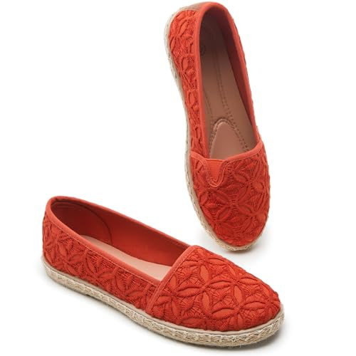 Amazon.com | BABUDOG Women's Flats with Flower Embroideried,White Lace Ballet Flats,Comfortable D... | Amazon (US)