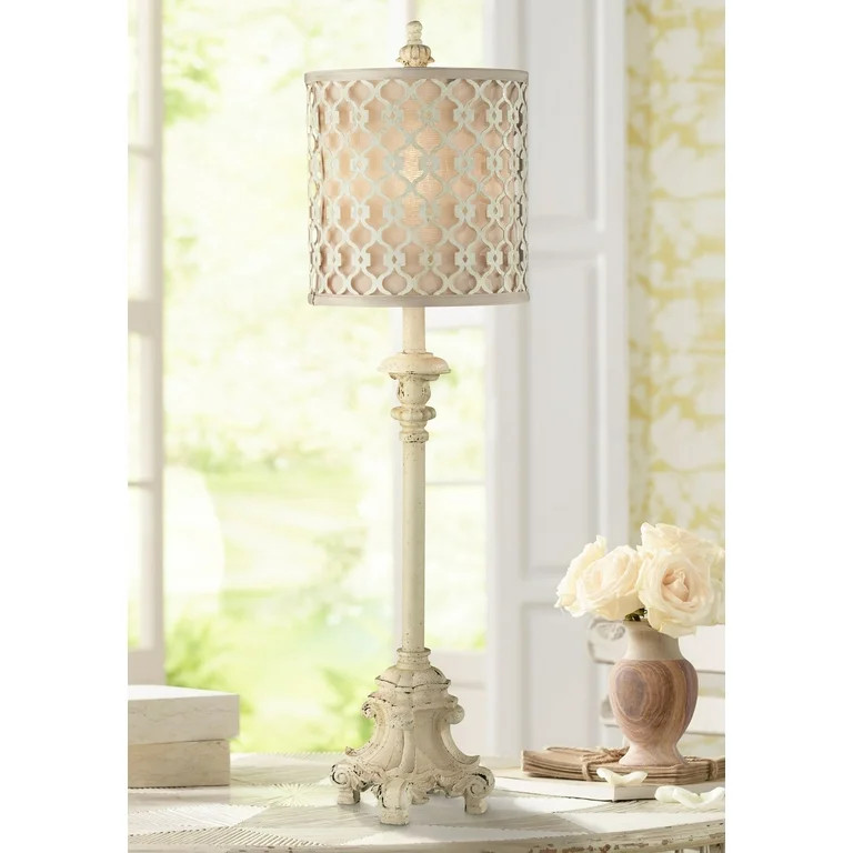 Regency Hill French Country Candlestick Buffet Table Lamp Vintage 34" Tall Ivory Off White Lattic... | Walmart (US)