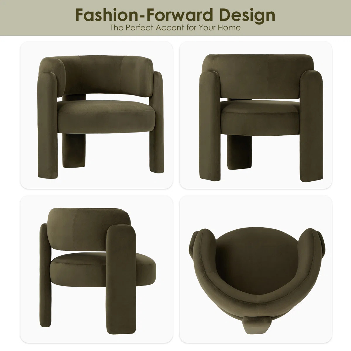 Wrought Studio™ 33" Wide Upholstered Modern 3-Legs Barrel Accent Chair & Reviews | Wayfair | Wayfair North America