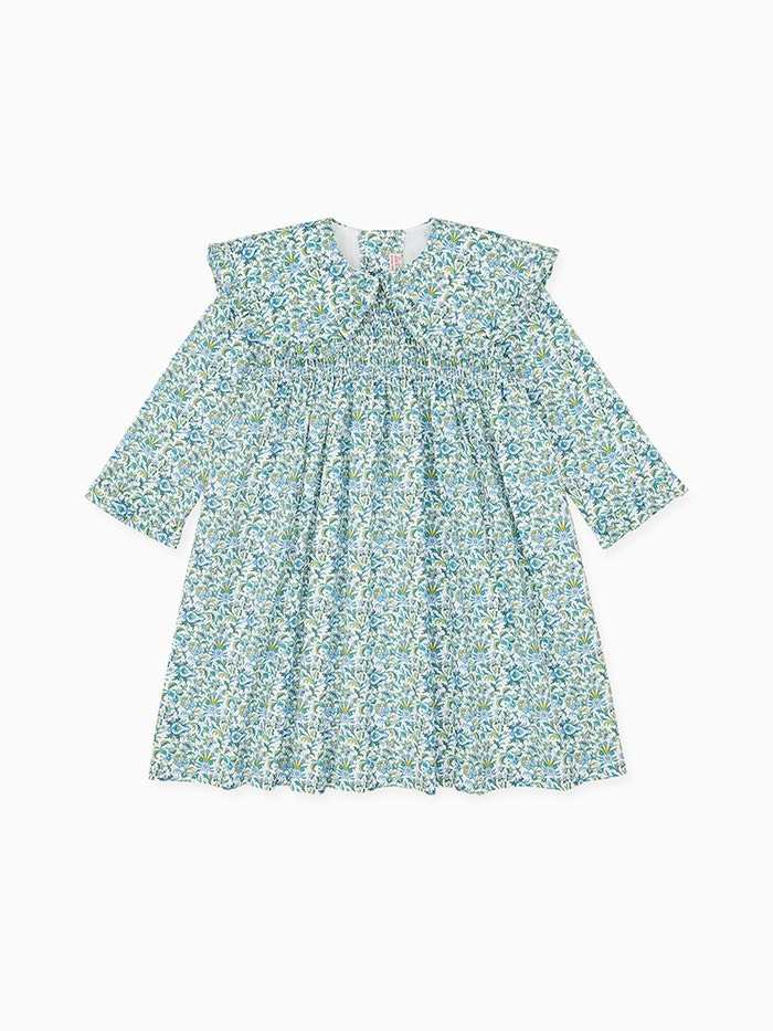 Blue Multi Marta Girl Smock Dress | La Coqueta
