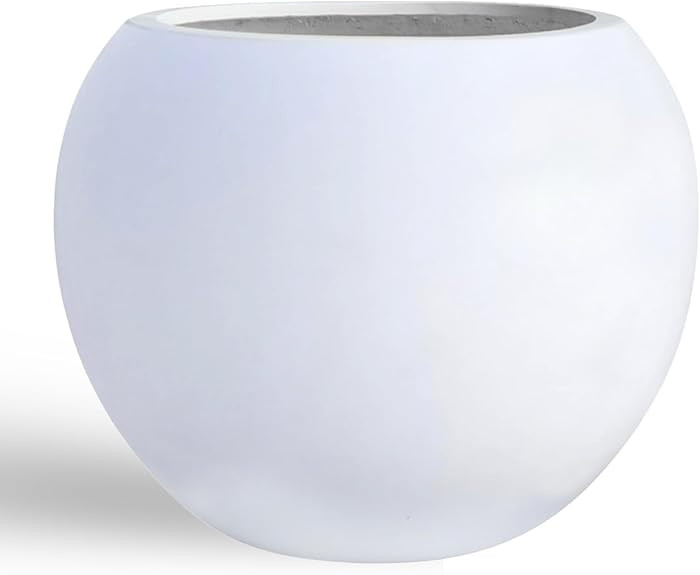 16" H x 20" D Globo Fiberstone Round Planter with Drainage Hole, Weather Resistant, Smooth Finish... | Amazon (US)