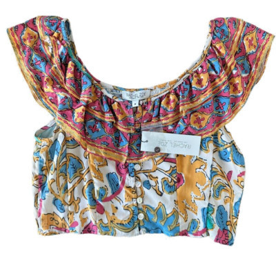 Rachel Zoe Women's Crop Summer Top Button Front Sleeveless Size M Multi Printed | eBay US