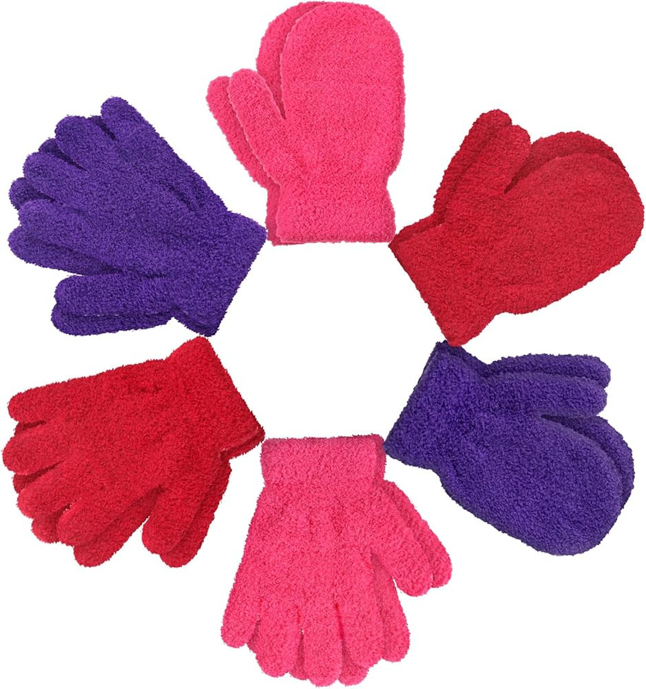SATINIOR 6 Pairs Kids Toddler Knitted Gloves Winter Warm Stretchy Mittens Soft Lightweight Mitten... | Amazon (US)