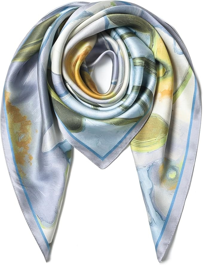 100% Pure Mulberry Silk Scarf 35" Large Square Lightweight Headscarf –Women’s Hair Wraps The ... | Amazon (US)