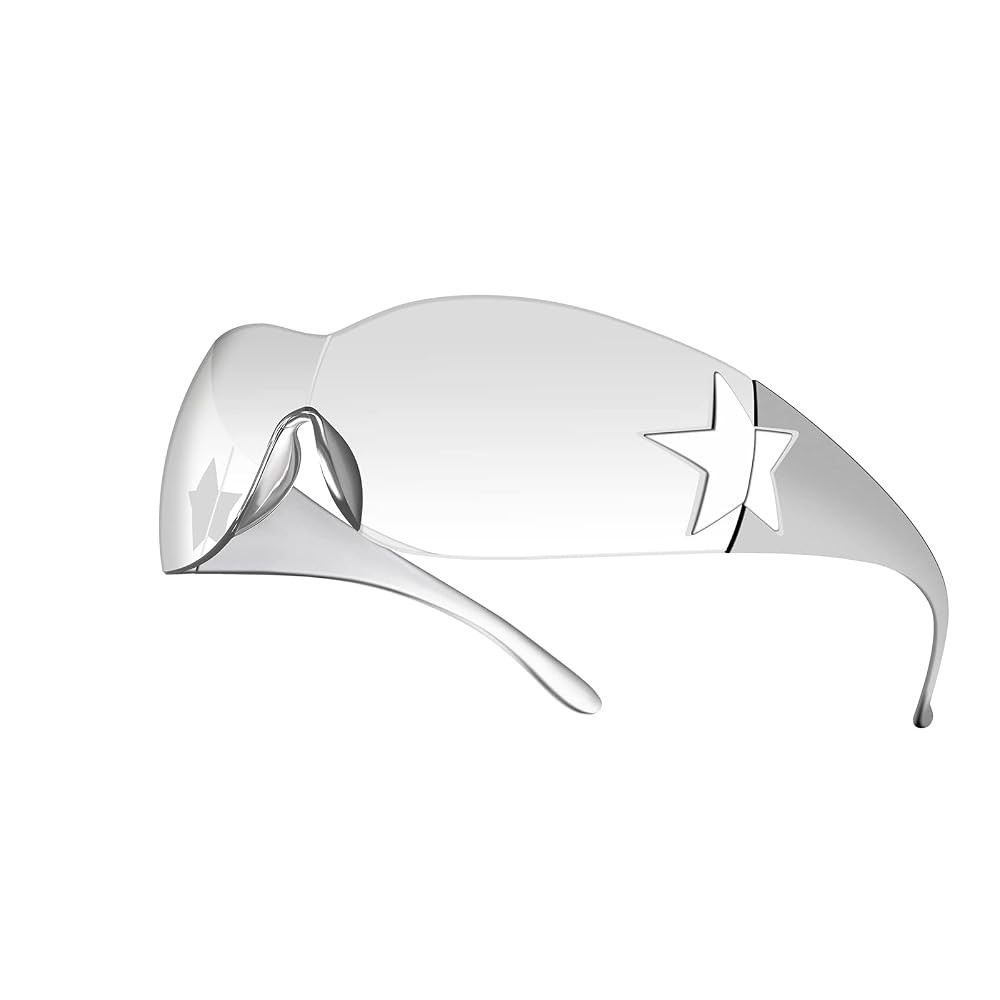 Rmerom Y2K Sunglasses for Women,Rimless Shield Wrap Around Sunglasses 2000S Trendy Oversized Fash... | Amazon (US)