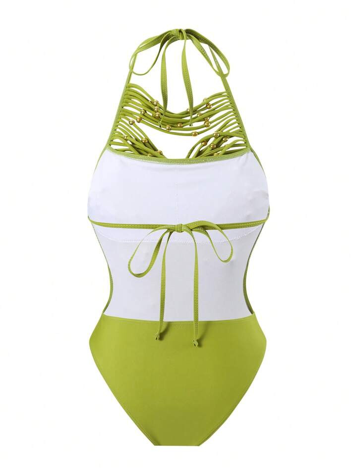 Swim Chiccia Springbreak Festival Boho Women's Hollow-Out Gold Metal Beads & Tassel Embellished S... | SHEIN