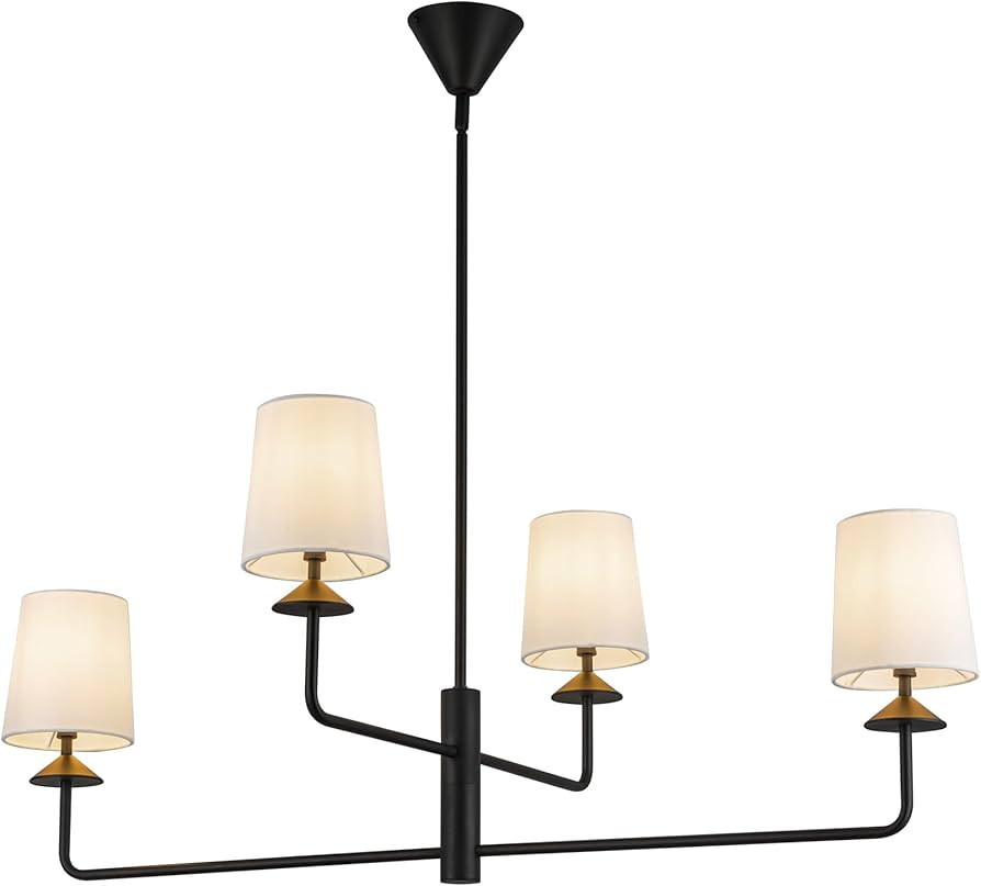 Alora Mood Bridgette 45" Chandelier | Matte Black | White Linen Shades | Acrylic Diffuser | Class... | Amazon (US)