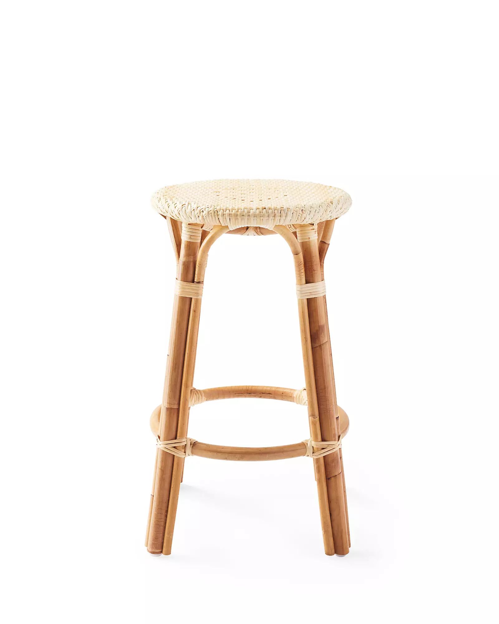 Sunwashed Riviera Rattan Backless Counter Stool | Serena and Lily