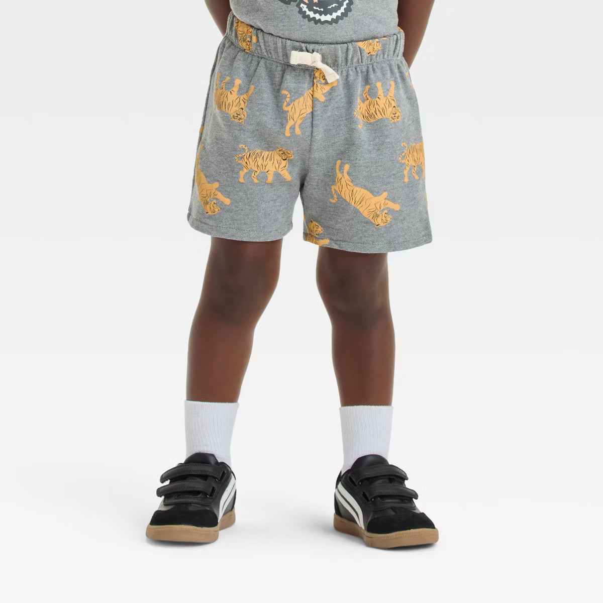 Grayson Mini Toddler Boys' Tiger Short Sleeve Hoodie T-Shirt/Shorts Set - Gray | Target
