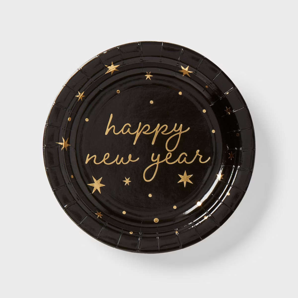 20ct Happy New Year Snack Paper Plates Black/Gold - Spritz™ | Target