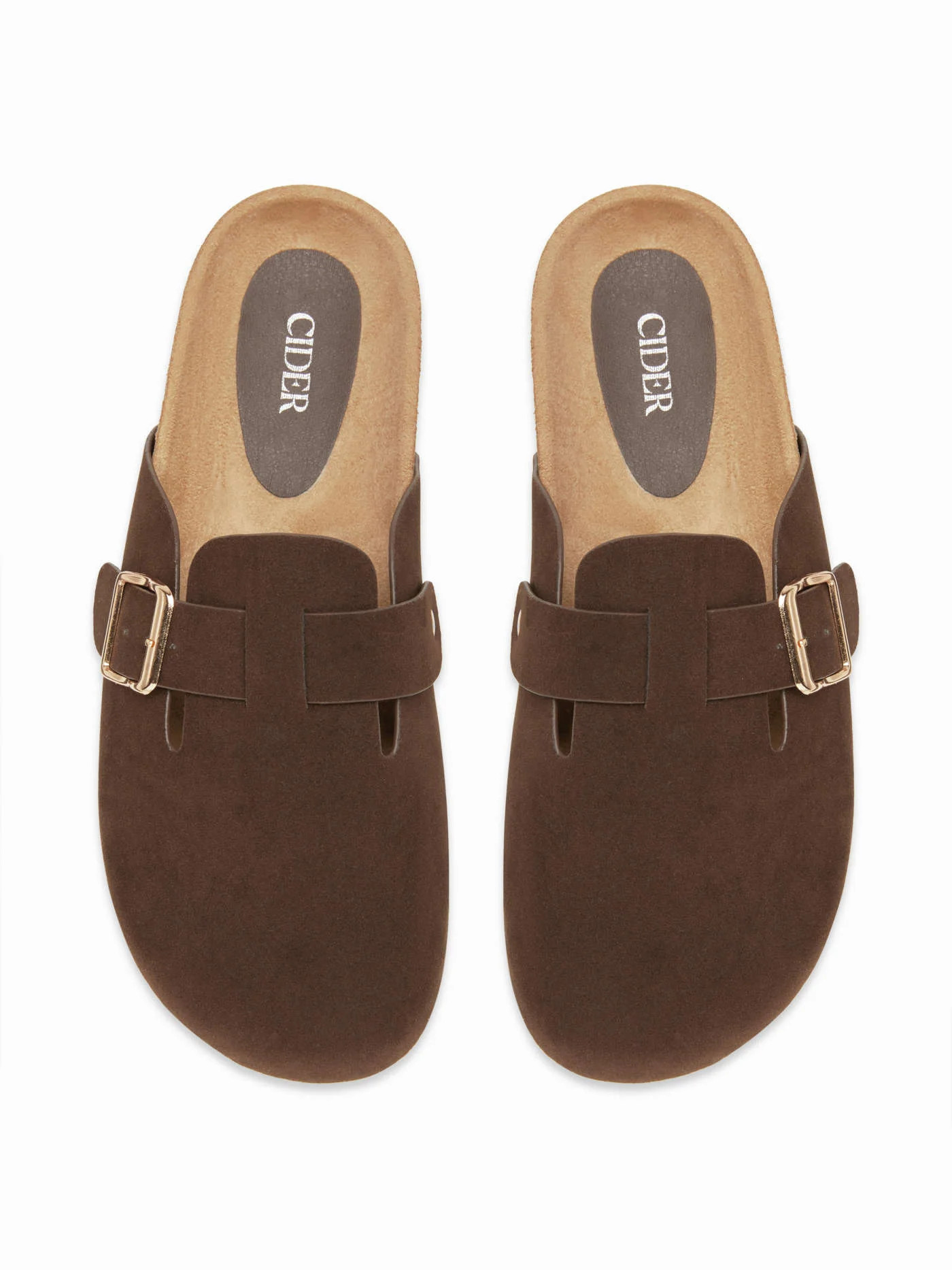 FAUX SUEDE BUCKLE FLATS | Cider