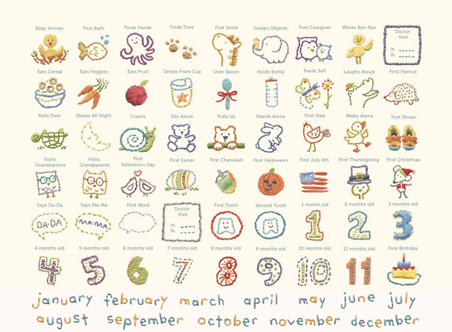 C.R. Gibson Animals 'Hello World' Baby Calendar Baby First Year Tracker, 11'' W x 18'' H | Amazon (US)