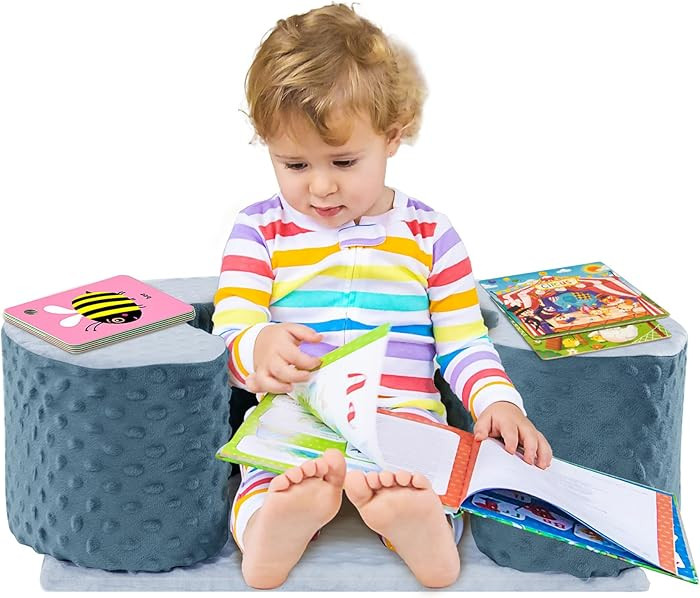 MABOZOO Sit Up Pillow for Baby, Foam Baby Floor Seat Support Seat, Blue | Amazon (US)