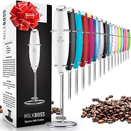Zulay Original Milk Frother Handheld Foam Maker for Lattes - Whisk Drink Mixer for Coffee, Mini Foam | Amazon (US)