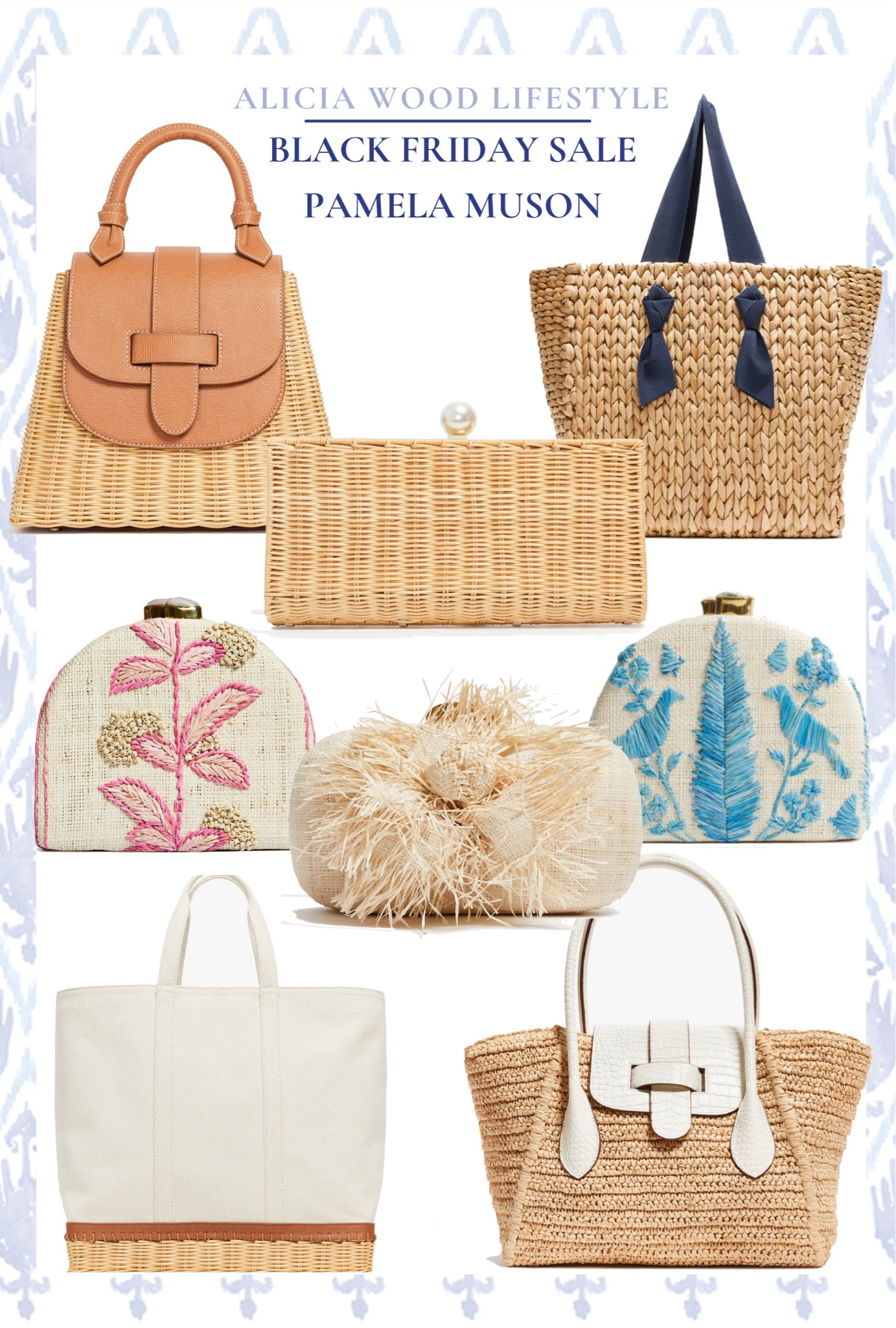 Pamela Munson woven handbags 30% off with code 30FORYOU
straw handbags
embroidered handbags, embroidered tote bag 
Raffia clutch 

#LTKCyberweek #LTKGiftGuide #LTKsalealert