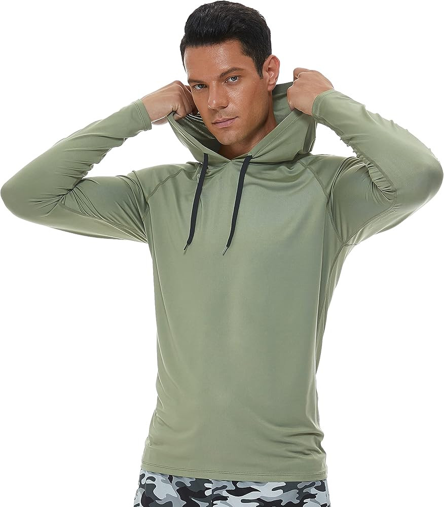 SILKWORLD Mens UPF 50+ Rashguard Swim Fishing Shirts Quick Dry Running Workout Hoodies | Amazon (US)