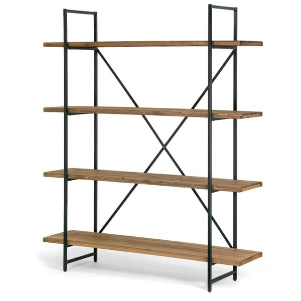 Ailis Brown Wood and Metal 75-inch 4-shelf Etagere Bookcase | Bed Bath & Beyond